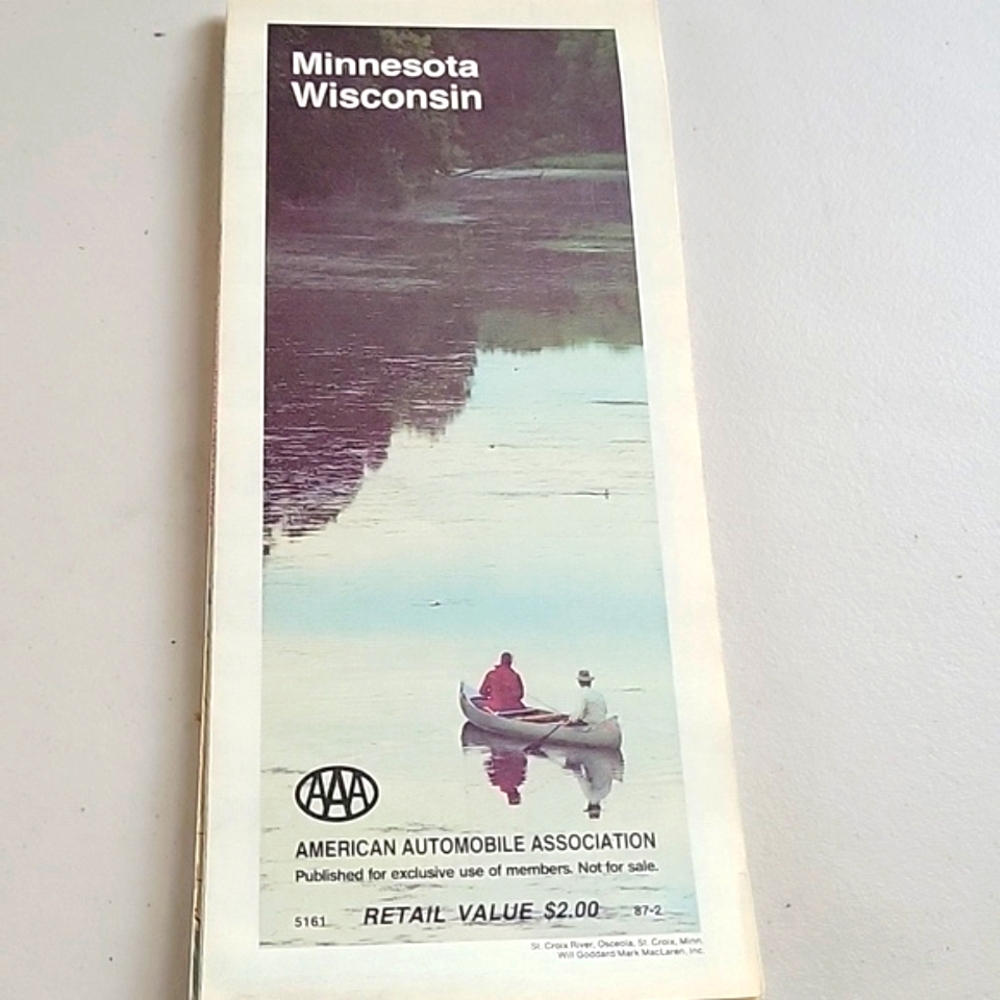 Vintage AAA Minnesota Wisconsin Map